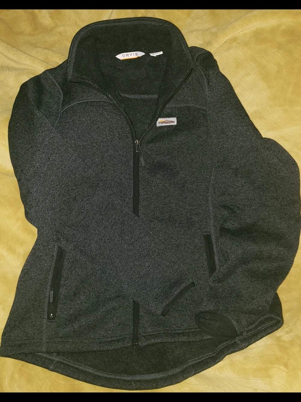 Orvis Charcoal Heather  Fleece Zip Up Jacket